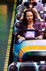 LILY COLLINS with New Boyfriend in Disneyland in Los Angeles