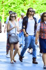 LILY COLLINS with New Boyfriend in Disneyland in Los Angeles