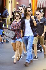 LILY COLLINS with New Boyfriend in Disneyland in Los Angeles