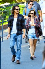 LILY COLLINS with New Boyfriend in Disneyland in Los Angeles