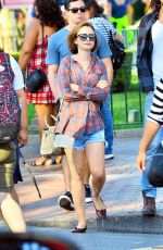 LILY COLLINS with New Boyfriend in Disneyland in Los Angeles