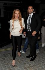 LINDSAY LOHAN Arrives at Chiltern Firehouse in London
