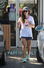 LUCY HALE Leaves Coffee Bean & Tea Leaf in Los Angeles