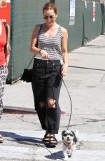 MENA SUVARI Walks Her Dog Out in Los Angeles