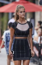 NINA AGDAL Arrives at a Fashion Show in New York
