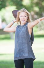 OLIVIA HOLT Plays Football at a Park in Sherman Oaks