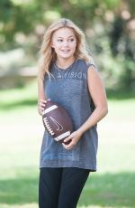 OLIVIA HOLT Plays Football at a Park in Sherman Oaks