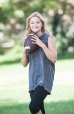 OLIVIA HOLT Plays Football at a Park in Sherman Oaks