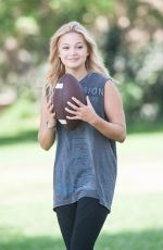 OLIVIA HOLT Plays Football at a Park in Sherman Oaks