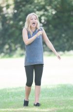 OLIVIA HOLT Plays Football at a Park in Sherman Oaks