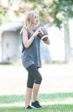 OLIVIA HOLT Plays Football at a Park in Sherman Oaks