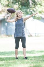 OLIVIA HOLT Plays Football at a Park in Sherman Oaks