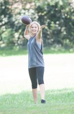 OLIVIA HOLT Plays Football at a Park in Sherman Oaks