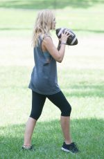 OLIVIA HOLT Plays Football at a Park in Sherman Oaks