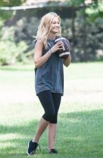 OLIVIA HOLT Plays Football at a Park in Sherman Oaks