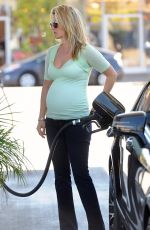Pregnant ALI LARTER at a Gas Station in Los Angeles