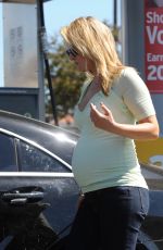 Pregnant ALI LARTER at a Gas Station in Los Angeles