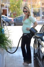 Pregnant ALI LARTER at a Gas Station in Los Angeles