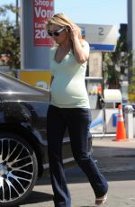 Pregnant ALI LARTER at a Gas Station in Los Angeles