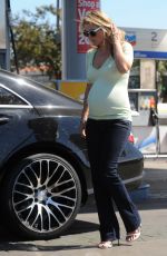 Pregnant ALI LARTER at a Gas Station in Los Angeles