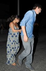 Pregnant MILA KUNIS and Ashton Kutcher Leaves Restaurant in Melrose