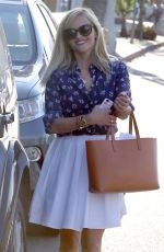 REESE WITHERSPOON in White Skirt Out and About in West Hollywood