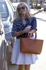 REESE WITHERSPOON in White Skirt Out and About in West Hollywood