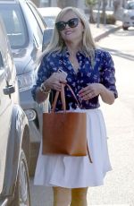 REESE WITHERSPOON in White Skirt Out and About in West Hollywood
