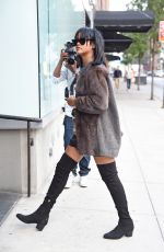 RIHANNA Arrives at a Recording Studio in Chelsea