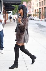 RIHANNA Arrives at a Recording Studio in Chelsea