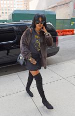 RIHANNA Arrives at a Recording Studio in Chelsea
