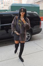 RIHANNA Arrives at a Recording Studio in Chelsea