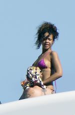 RIHANNA in Bikini at a Boat in Ponza