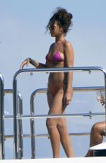 RIHANNA in Bikini at a Boat in Ponza