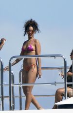 RIHANNA in Bikini at a Boat in Ponza