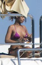RIHANNA in Bikini at a Boat in Ponza