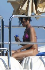RIHANNA in Bikini at a Boat in Ponza