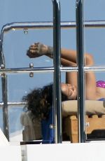 RIHANNA in Bikini at a Boat in Ponza