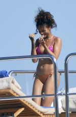 RIHANNA in Bikini at a Boat in Ponza