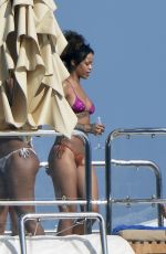 RIHANNA in Bikini at a Boat in Ponza