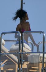 RIHANNA in Bikini at a Boat in Ponza