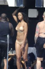 RIHANNA in Bikini at a Yacht in Italy