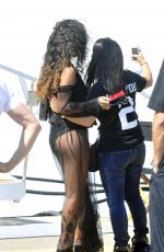 RIHANNA in Racy Sheer Skirt at a Airport in France