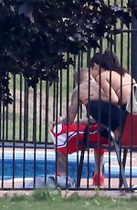 SELENA GOMEZ and Justin Bieber at a Pool in Stratford