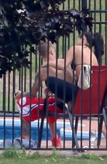 SELENA GOMEZ and Justin Bieber at a Pool in Stratford