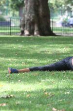 SOPHIE ANDERTON Workout at Battersea Park in London