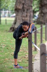 SOPHIE ANDERTON Workout at Battersea Park in London