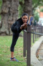 SOPHIE ANDERTON Workout at Battersea Park in London