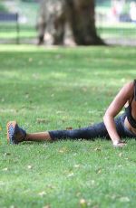 SOPHIE ANDERTON Workout at Battersea Park in London