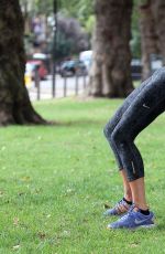 SOPHIE ANDERTON Workout at Battersea Park in London